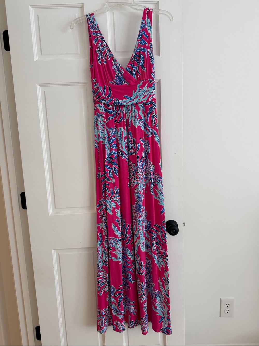 Lilly Pulitzer Fuchsia Floral V-Neck Maxi Dress